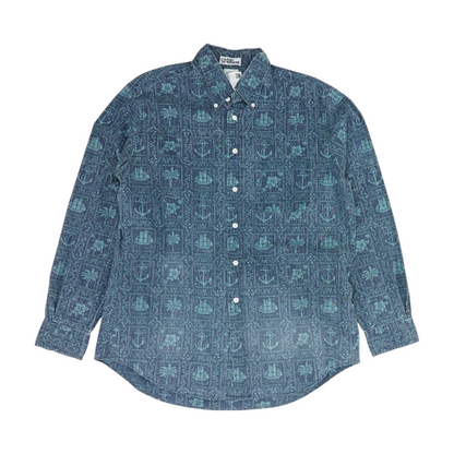 Blue Print Long Sleeve Button Down