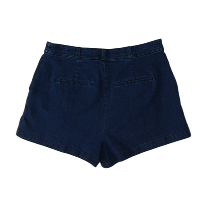 Blue Solid Denim Shorts