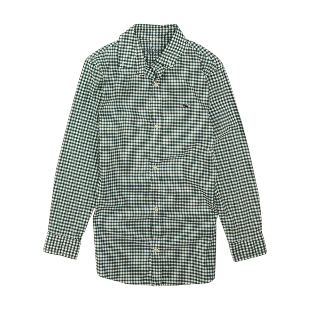 Green Plaid Long Sleeve Button Down