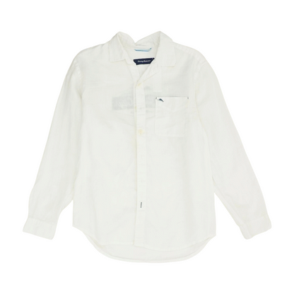 White Solid Long Sleeve Button Down