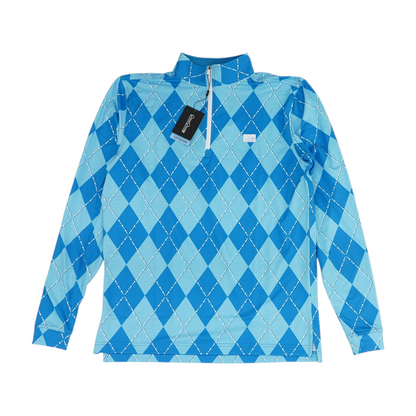 Blue Argyle 1/4 Zip Pullover