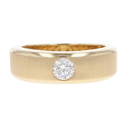 1/2 Ct 10K Gold Matte Finish Flush Set Round Lab Grown Diamond Band