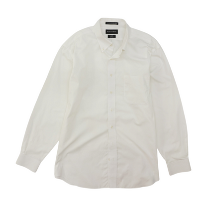 White Solid Long Sleeve Button Down