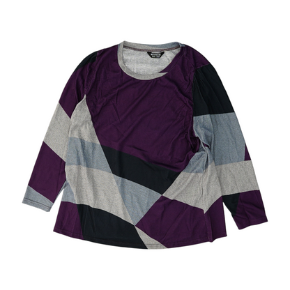 Purple Color Block Pullover Sweater
