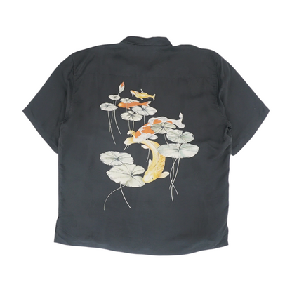 Black Graphic Short Sleeve Button Down