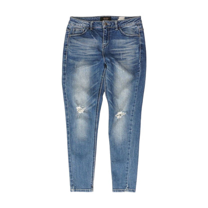 Blue Solid High Rise Skinny Leg Jeans