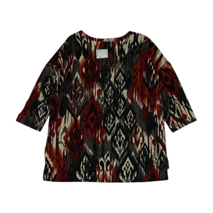 Red Ikat Knit Top