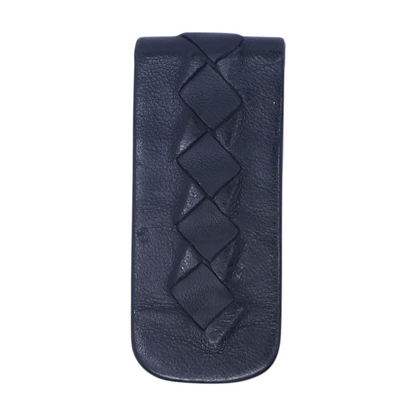 Magnetic Intrecciato Money Clip in Black Leather