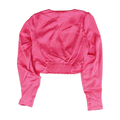 Pink Solid Long Sleeve Blouse