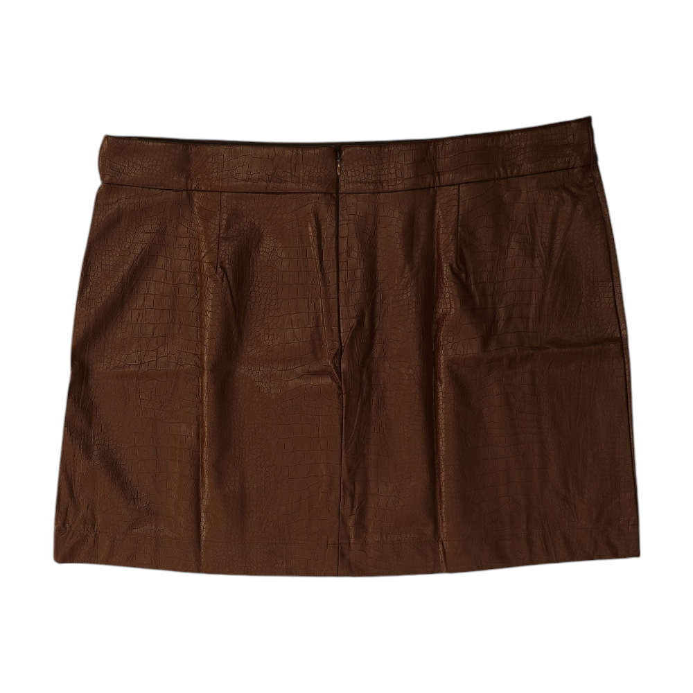 Brown Plus Mini Skirt