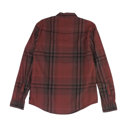 Maroon Plaid Long Sleeve Button Down