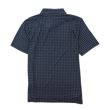 Navy Geometric Short Sleeve Polo