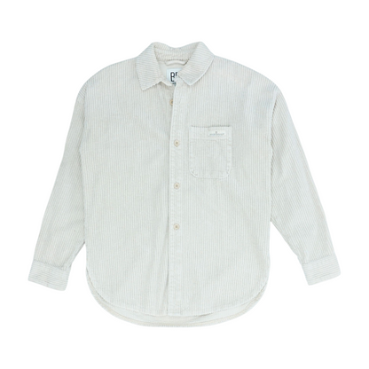 Cream Solid Flannel Button Down