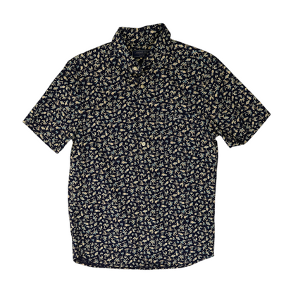 Navy Print Short Sleeve Button Down