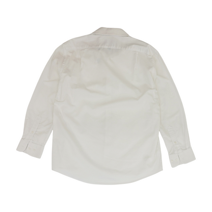 White Solid Long Sleeve Button Down