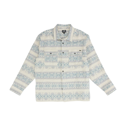 Beige Abstract Flannel Button Down