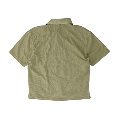 Beige Solid Short Sleeve Polo