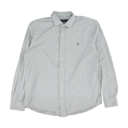 Gray Solid Long Sleeve Button Down