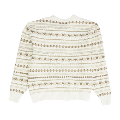 White Hearts Pullover Sweater