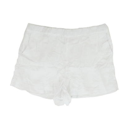 White Solid Knit Shorts