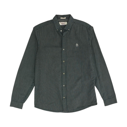Green Striped Long Sleeve Button Down