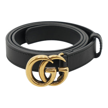 Black GG Marmont Thin Leather Belt
