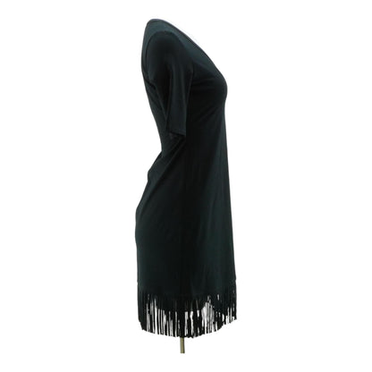 Black Solid Midi Dress
