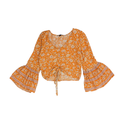 Mustard Floral Cropped Blouse