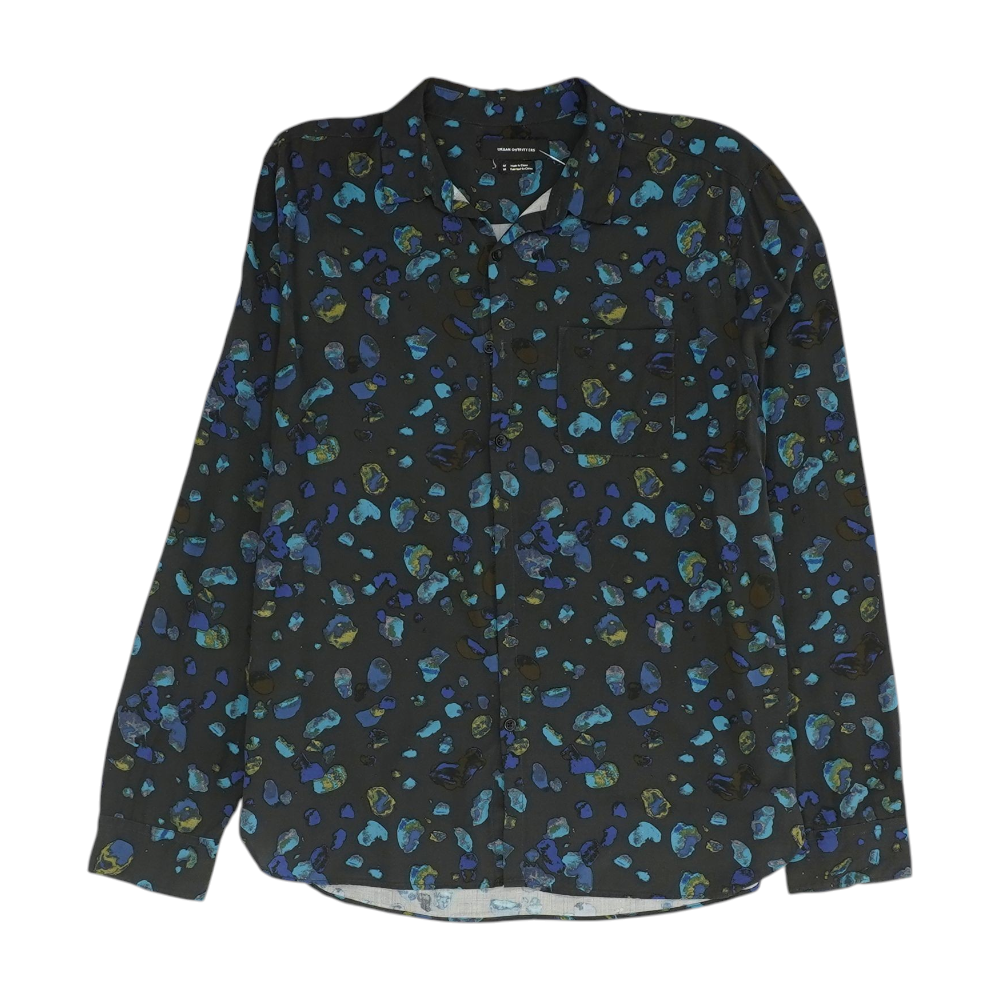 Black Abstract Long Sleeve Button Down