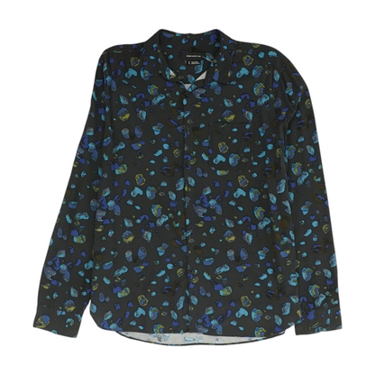 Black Abstract Long Sleeve Button Down