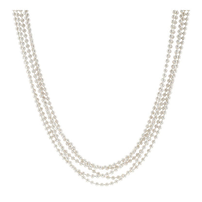 Sterling Silver Multi Strand Ball Bead Necklace With Snap Pendant Closure