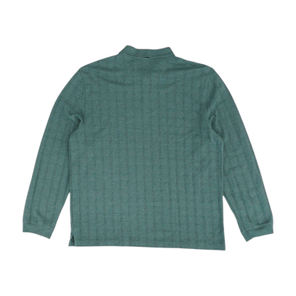 Green Solid Long Sleeve Polo