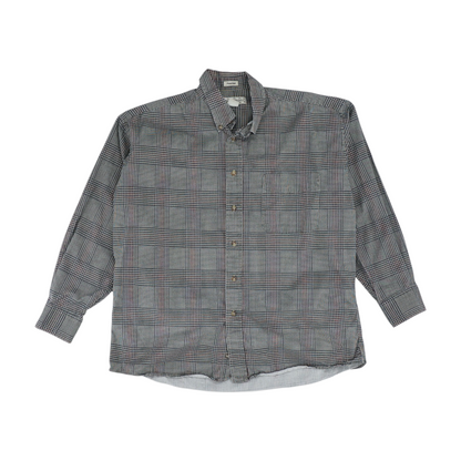 Gray Houndstooth Long Sleeve Button Down