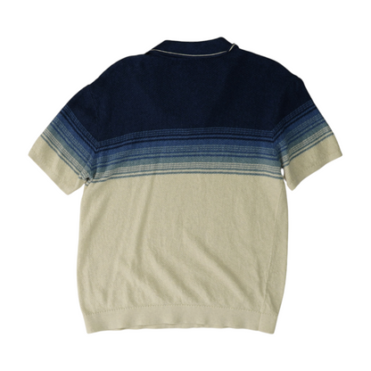 Blue Color Block Short Sleeve Polo