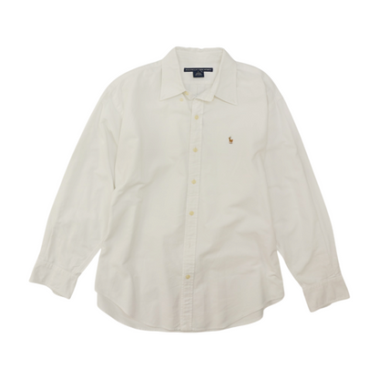 White Solid Long Sleeve Button Down