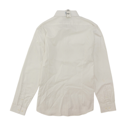 White Polka Dot Long Sleeve Button Down