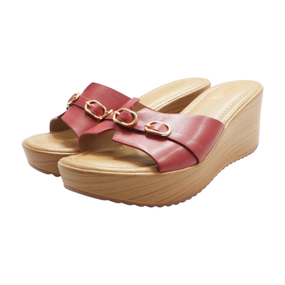 Red Wedged Sandals