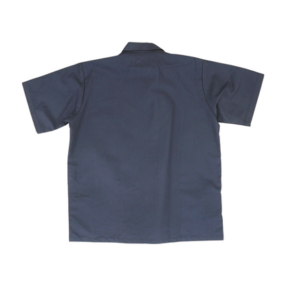 Vintage Navy Solid Short Sleeve Button Down