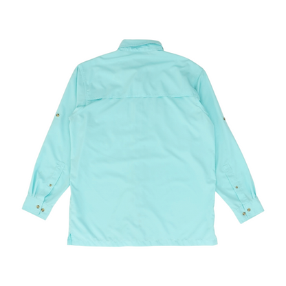 Blue Solid Outdoor Button Down