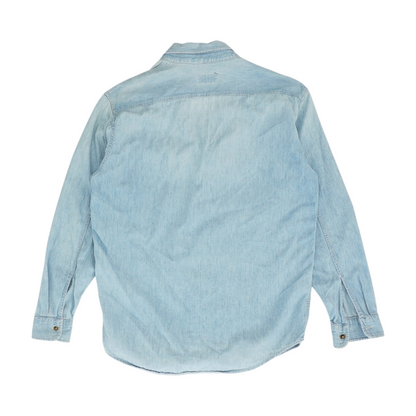 Vintage Blue Solid Long Sleeve Button Down