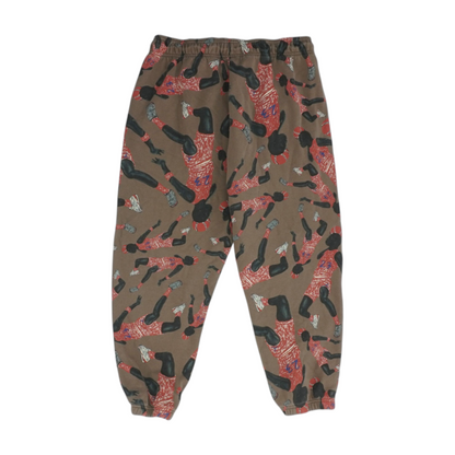 Brown Print Tapered Pants
