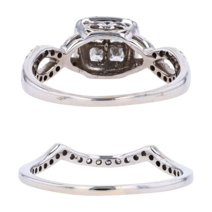 3/4 ctw 14K White Gold Diamond Engagement Ring Set