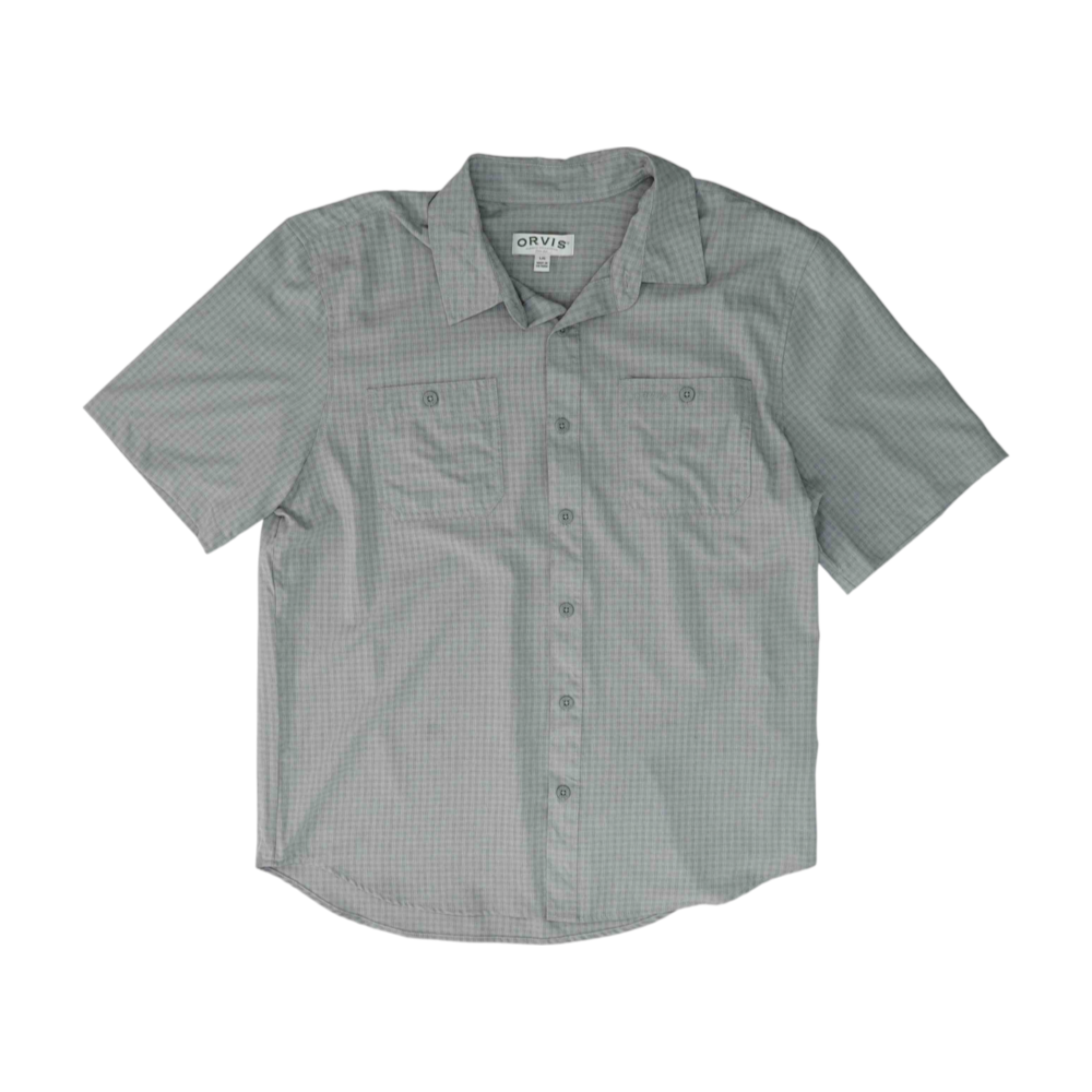 Gray Plaid Short Sleeve Button Down