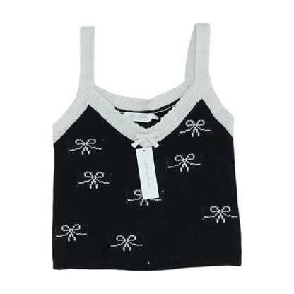 Black Graphic Tank Knit Top