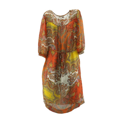Vintage Orange 1990's-2000's Paisley Dress