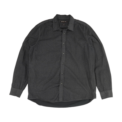 Black Geometric Long Sleeve Button Down