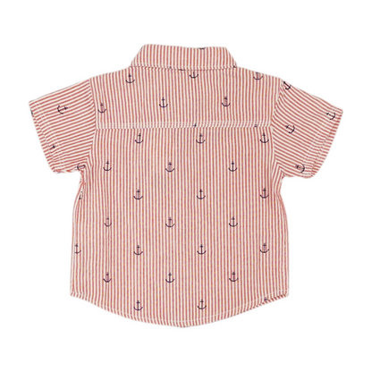 Red Striped Short Sleeve Button Down