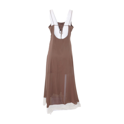 Brown Color Block Maxi Dress