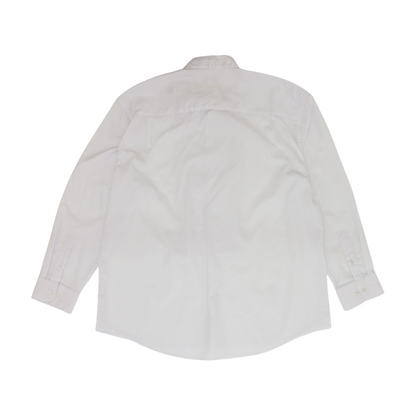 White Solid Long Sleeve Button Down