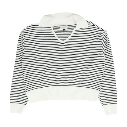 White Striped Pullover Sweater